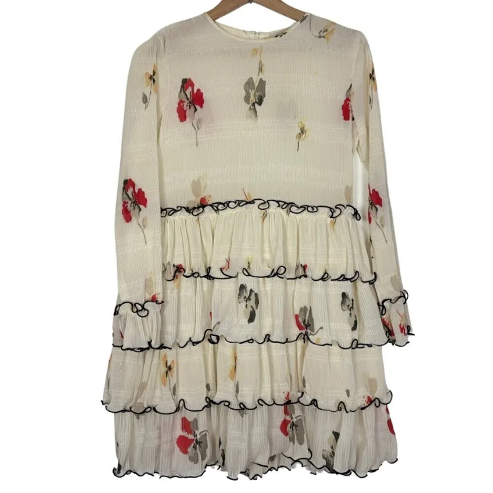 GANNI Size: 34 US Size: 2 Style 1729 Lowell Floral Print Tiered Mini Dress - Picture 4 of 15